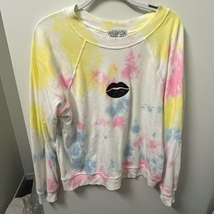 Wildfox Tie Dye Lip Decal Sweatshirt (M)